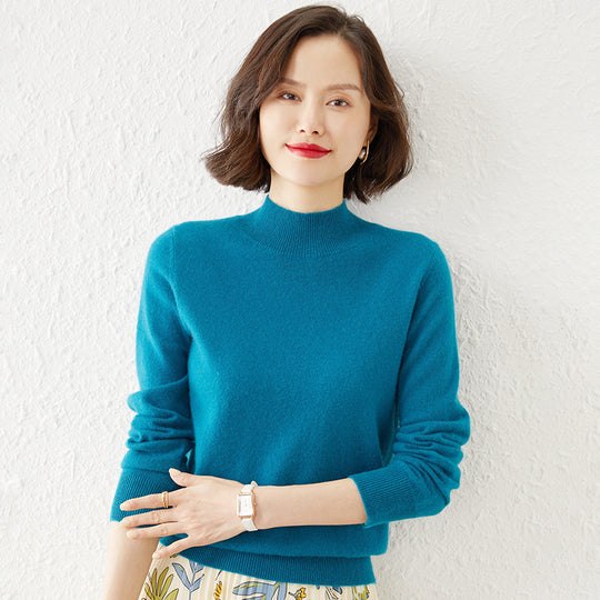 Damen Luxuriöser Kaschmir-Feinstrickpullover mit Stehkragen Shop Nory