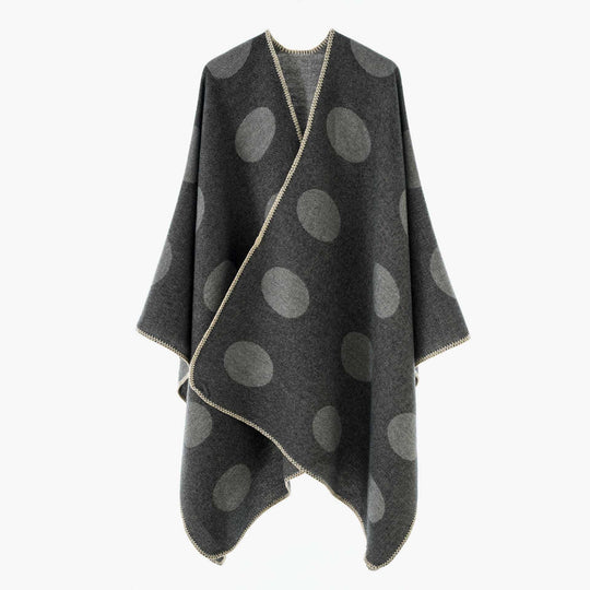 Damen Punkte-Überwurf Cape aus Wollmix mit Zierstich Shop Nory