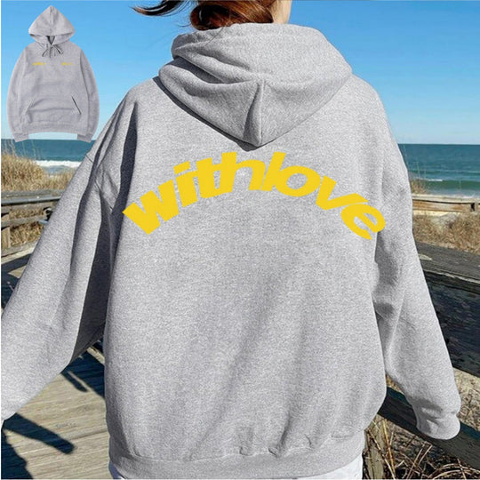 Unisex nan oversized Kapuzenpullover mit großflächigem Rückenprint, Kängurutasche und gerippten Bündchen Shop Nory