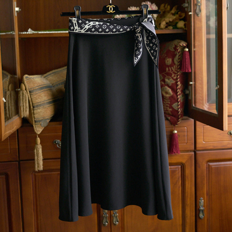 Damen Eleganter Midi-Rock mit verstellbarem Taillengürtel Shop Nory