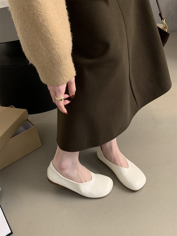 Damen bequeme Ballerinas aus hochwertigem Leder mit flexibler Sohle Shopnory