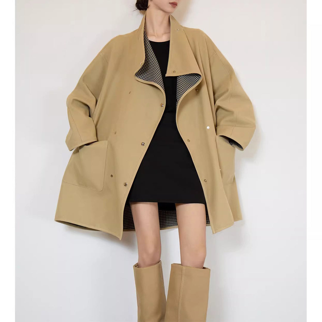 Damen Oversized Übergangsjacke mit kontrastierendem Kragen Shop Nory