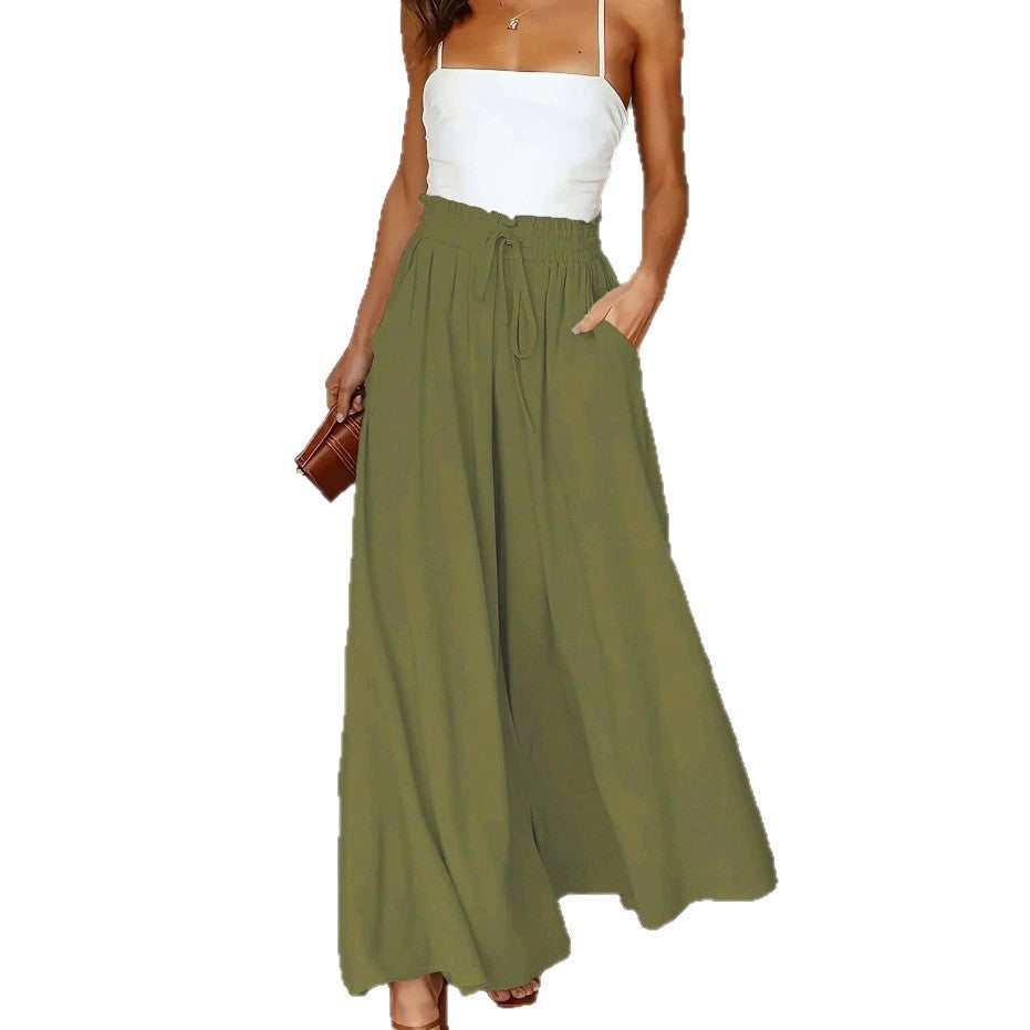 Damen nan fließende Palazzo-Hose mit Paperbag-Taille und tiefen Eingrifftaschen Shop Nory