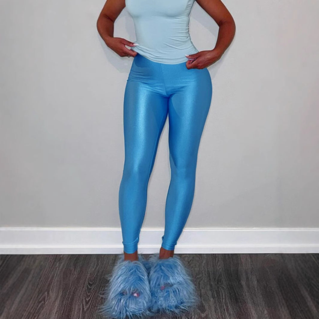 Damen Hochglänzende Fitness-Leggings mit hoher Taille und umfassendem Komfort