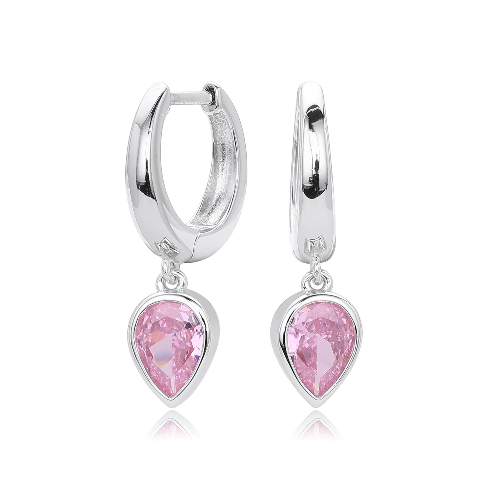 Damen Ohrhänger mit tropfenförmigen Zirkonen und hochwertiger 925 Sterling Silberfassung Shop Nory