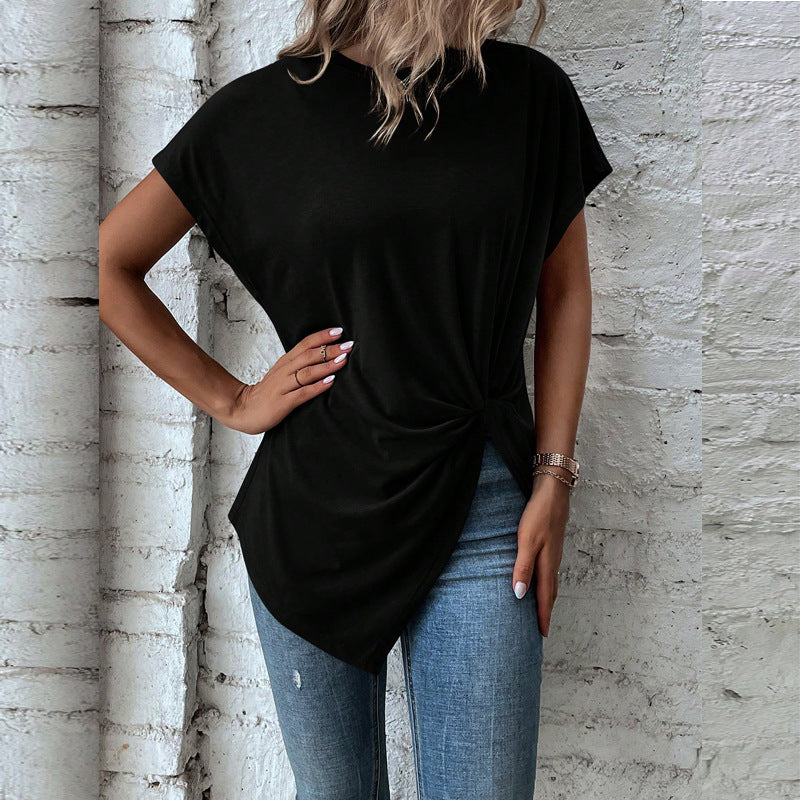 Damen Asymmetrisches Knotenshirt mit überschnittenen Schultern und Twist-Detail Shop Nory