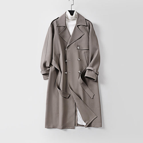Damen Zweireihiger Oversized Trenchcoat mit weitem Schalkragen und Bindegürtel Shop Nory