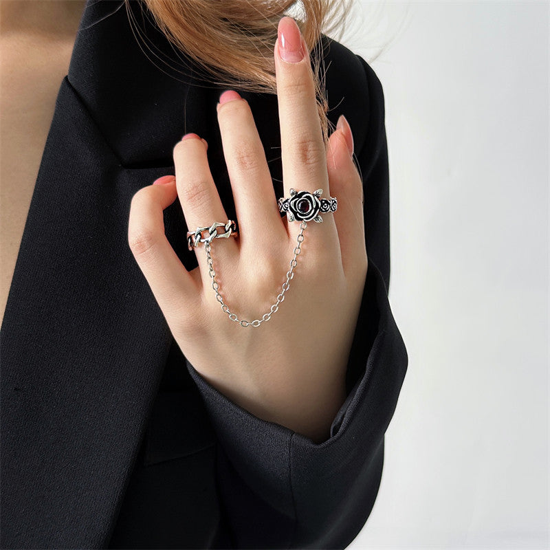 Damen Gothic-Stil Fingerhandschellen mit Rosenmuster Shop Nory