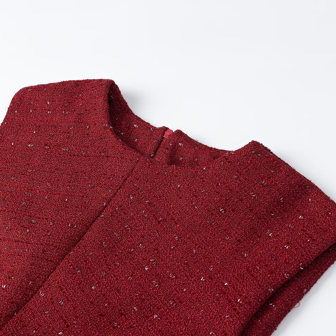 Damen Ärmelloses Tweed-Midikleid mit taillierten Seitenbahnen Shop Nory