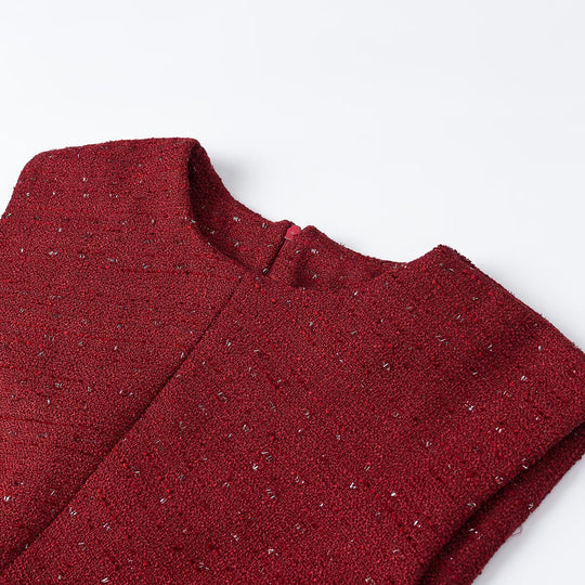 Damen Ärmelloses Tweed-Midikleid mit taillierten Seitenbahnen Shop Nory