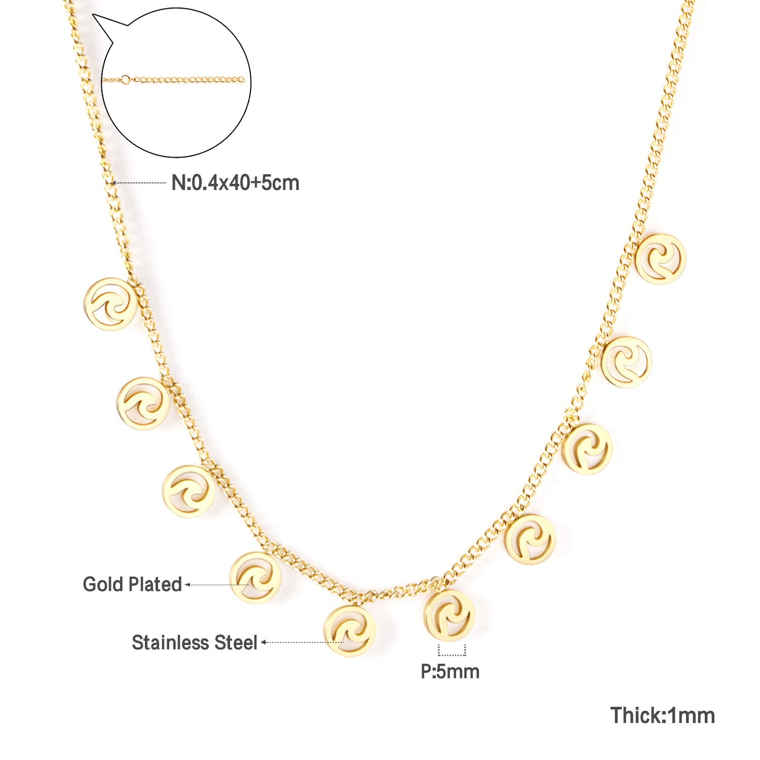 Damen elegante Goldplattierte Halskette mit geometrischen Anhängern Shop Nory