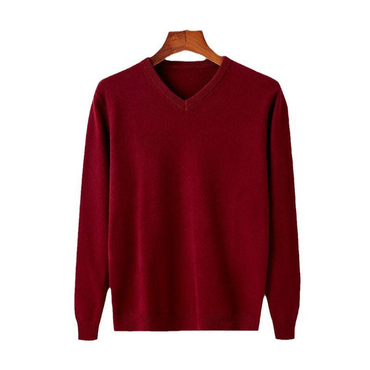 Herren eleganter V-Ausschnitt Pullover aus feiner Wolle