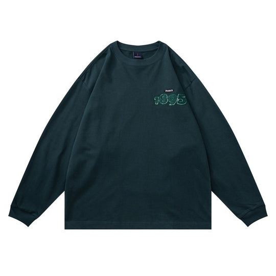 Unisex Oversize-Langarmshirt aus Baumwollmix mit geripptem Rundhals und dezenter Brustapplikation Shop Nory