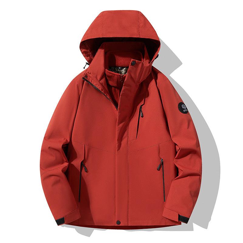Herren dreilagige atmungsaktive Softshell-Trekkingjacke mit integriertem Fleecekragen und verstellbarer Kapuze Shop Nory