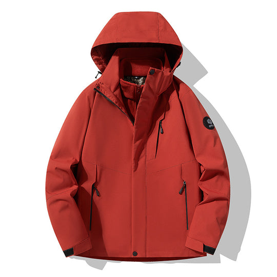 Herren dreilagige atmungsaktive Softshell-Trekkingjacke mit integriertem Fleecekragen und verstellbarer Kapuze Shop Nory