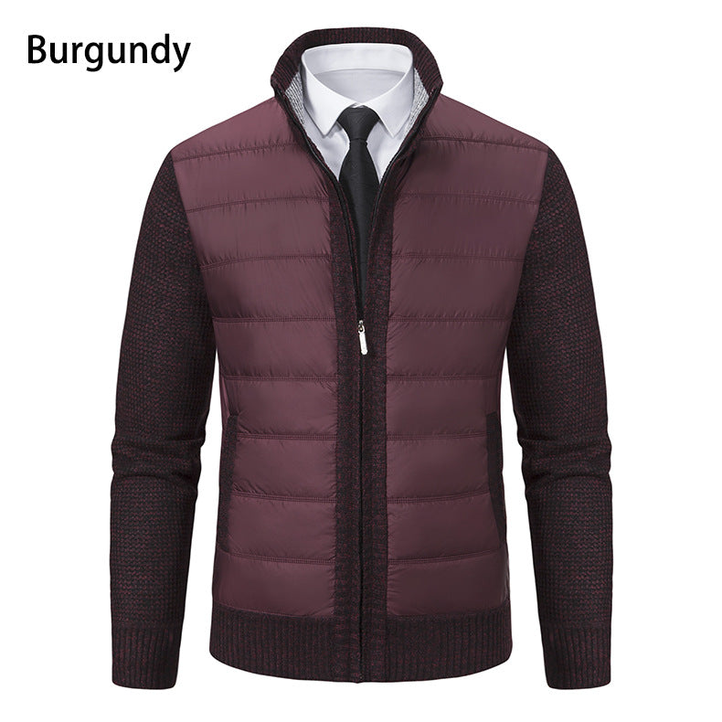 Herren gesteppte Hybrid-Strickjacke mit Stehkragen Reißverschluss und Eingrifftaschen Shop Nory