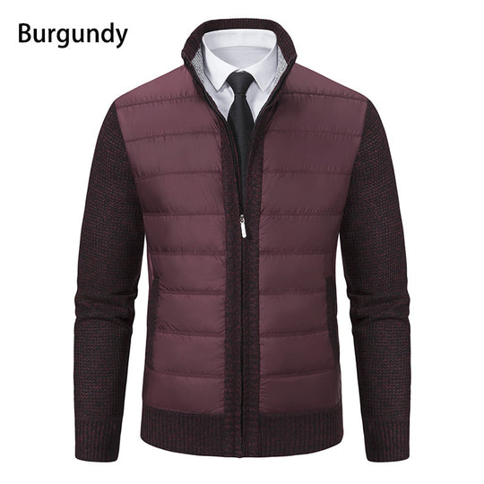 Herren gesteppte Hybrid-Strickjacke mit Stehkragen Reißverschluss und Eingrifftaschen Shop Nory