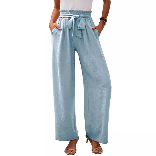 Damen Paperbag-Hose mit weitem Bein, elastischer Taille und Bindegürtel Shop Nory