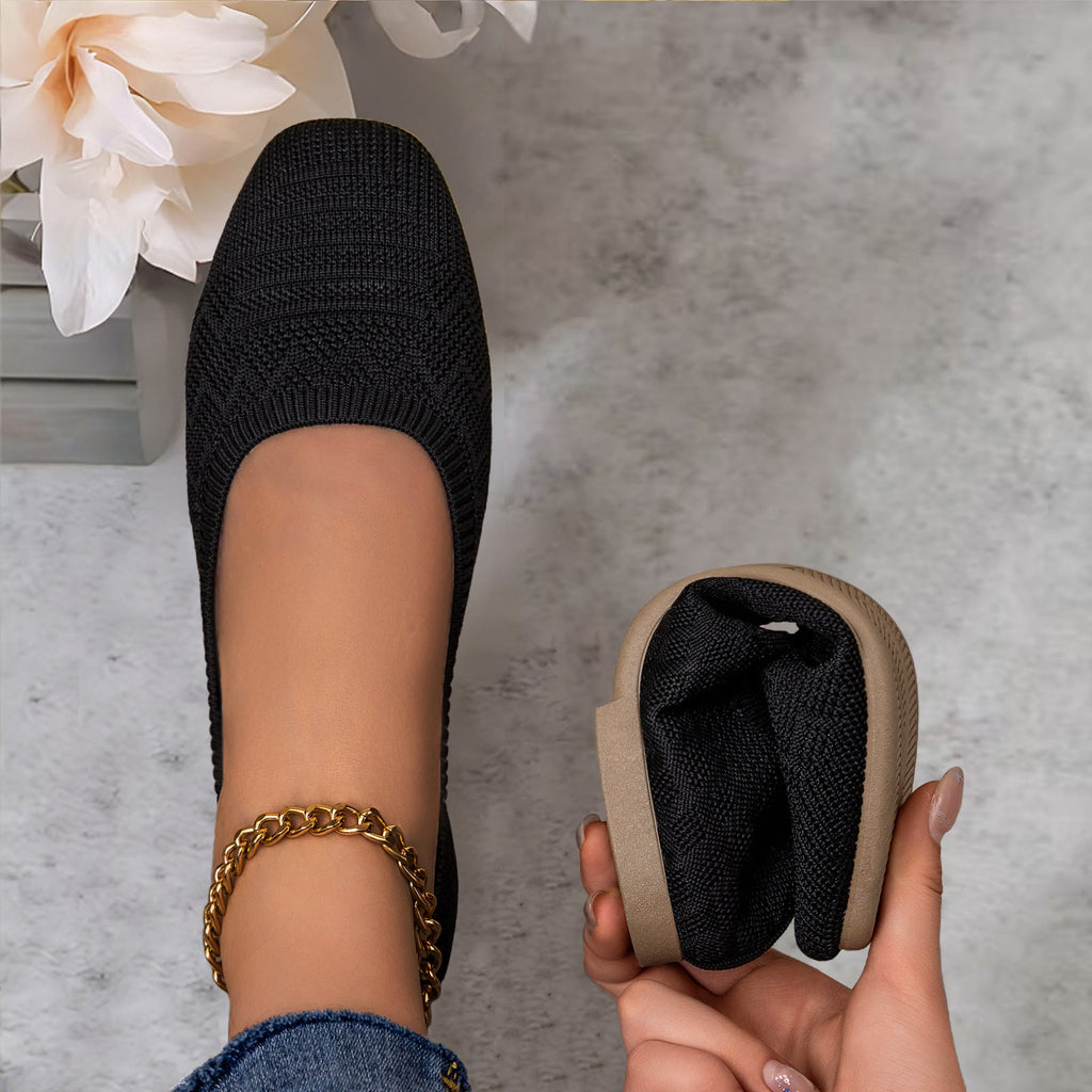Damen Komfortable und atmungsaktive Strickballerinas