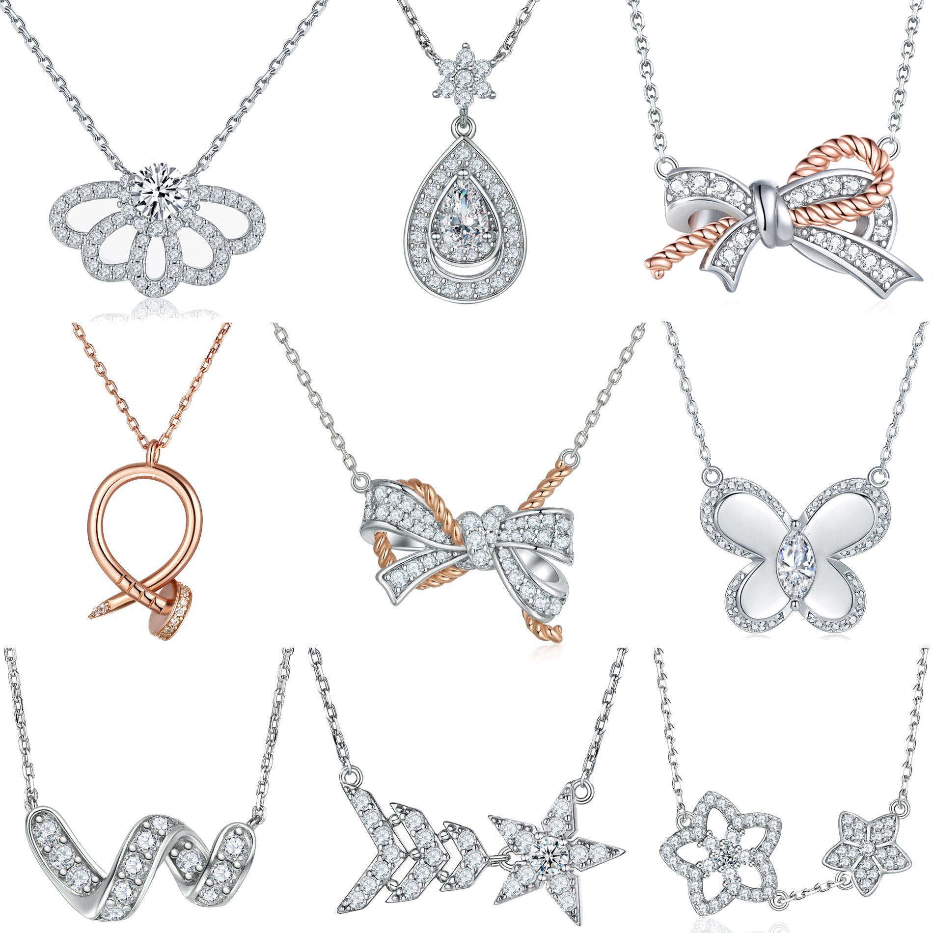Damen Anhänger-Halskette mit funkelnden Kristallen und hochwertiger Goldverarbeitung Shop Nory