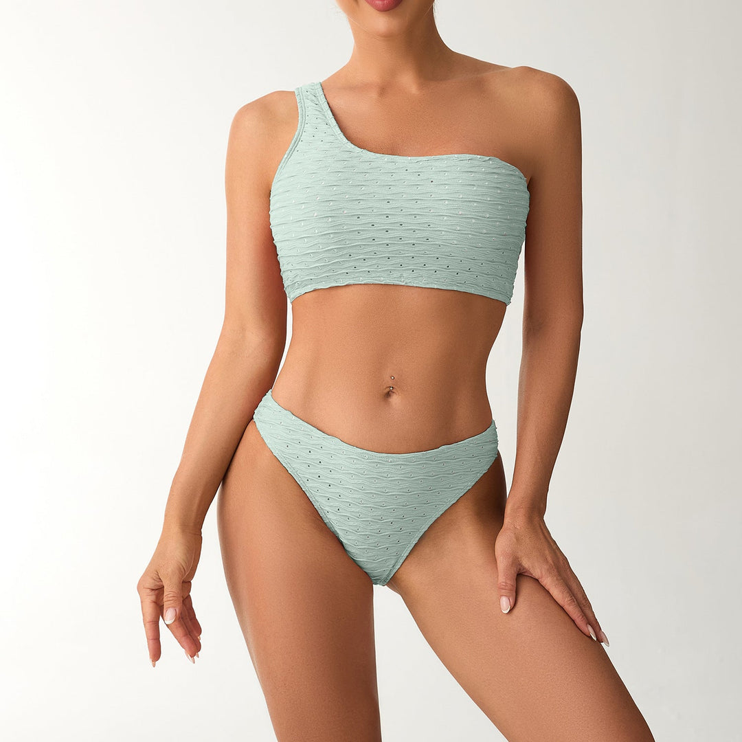 Damen Einseitiger Bikini mit strukturierter Oberfläche Shopnory