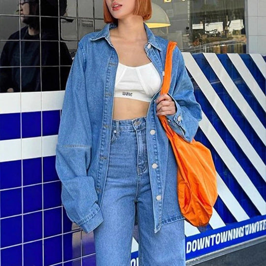 Damen Oversized-Denim-Hemdjacke im Co-Ord-Look mit lockerer Passform Shop Nory