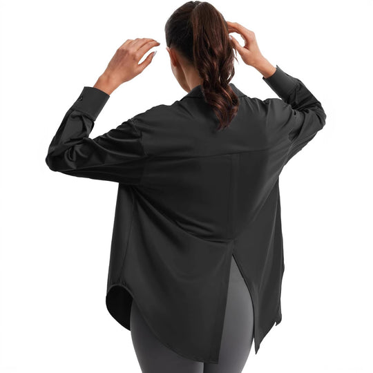 Damen Oversize-Bluse aus Stretch-Mikrofaser mit Hemdblusenkragen Shop Nory