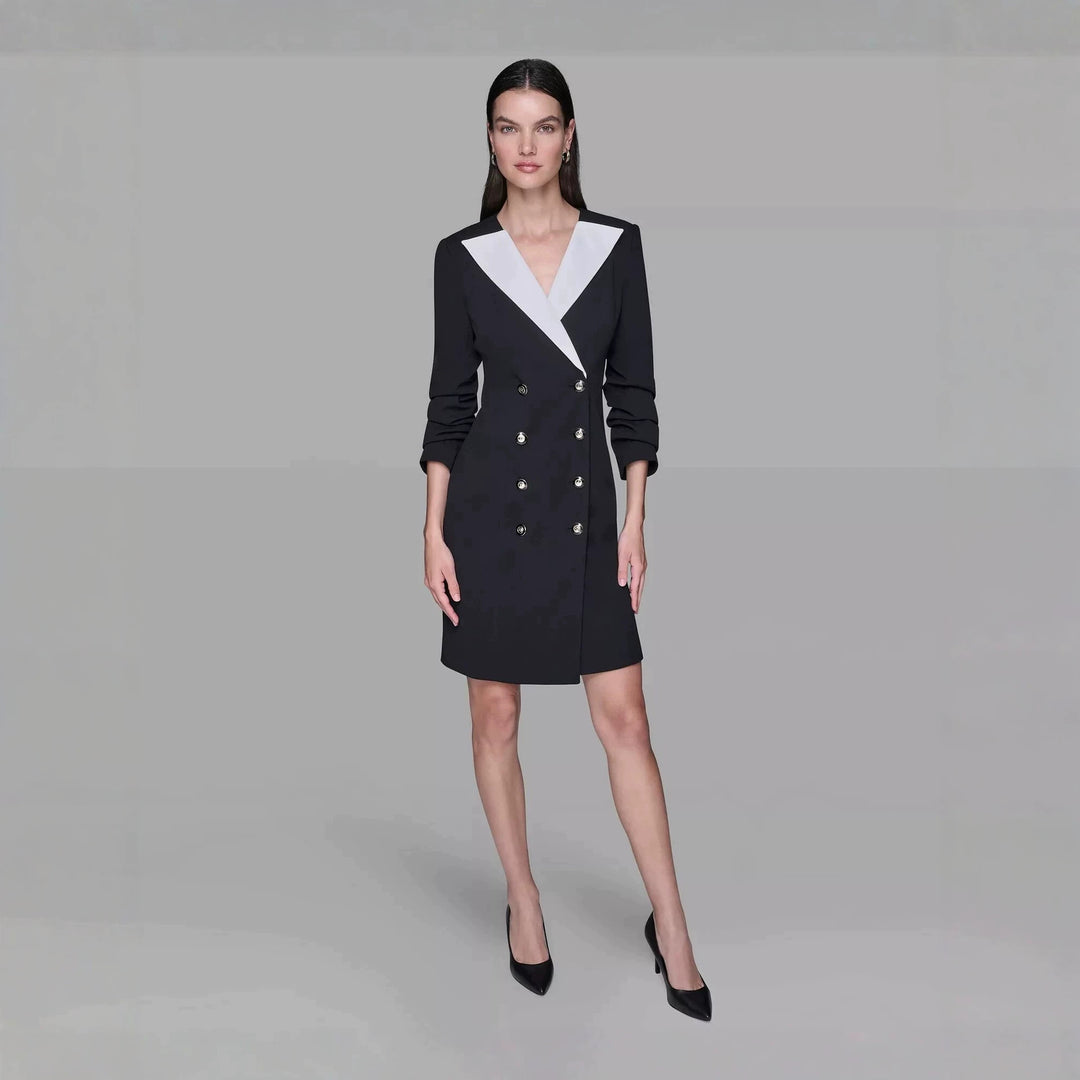 Damen Doppelreihiges Blazerkleid mit kontrastierendem Schalkragen Shop Nory