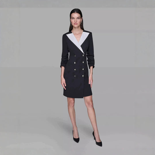Damen Doppelreihiges Blazerkleid mit kontrastierendem Schalkragen Shop Nory