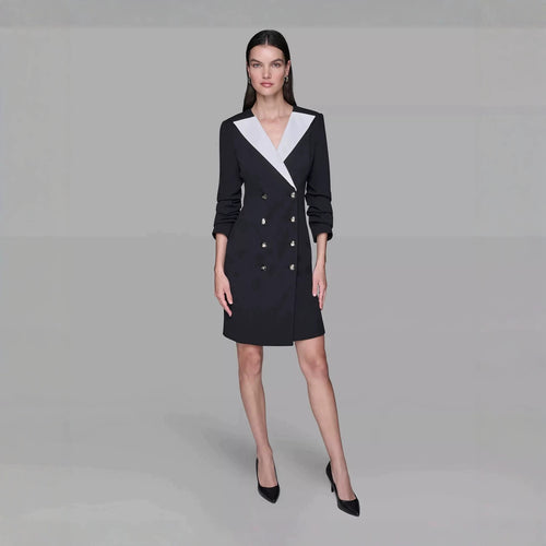 Damen Doppelreihiges Blazerkleid mit kontrastierendem Schalkragen Shop Nory