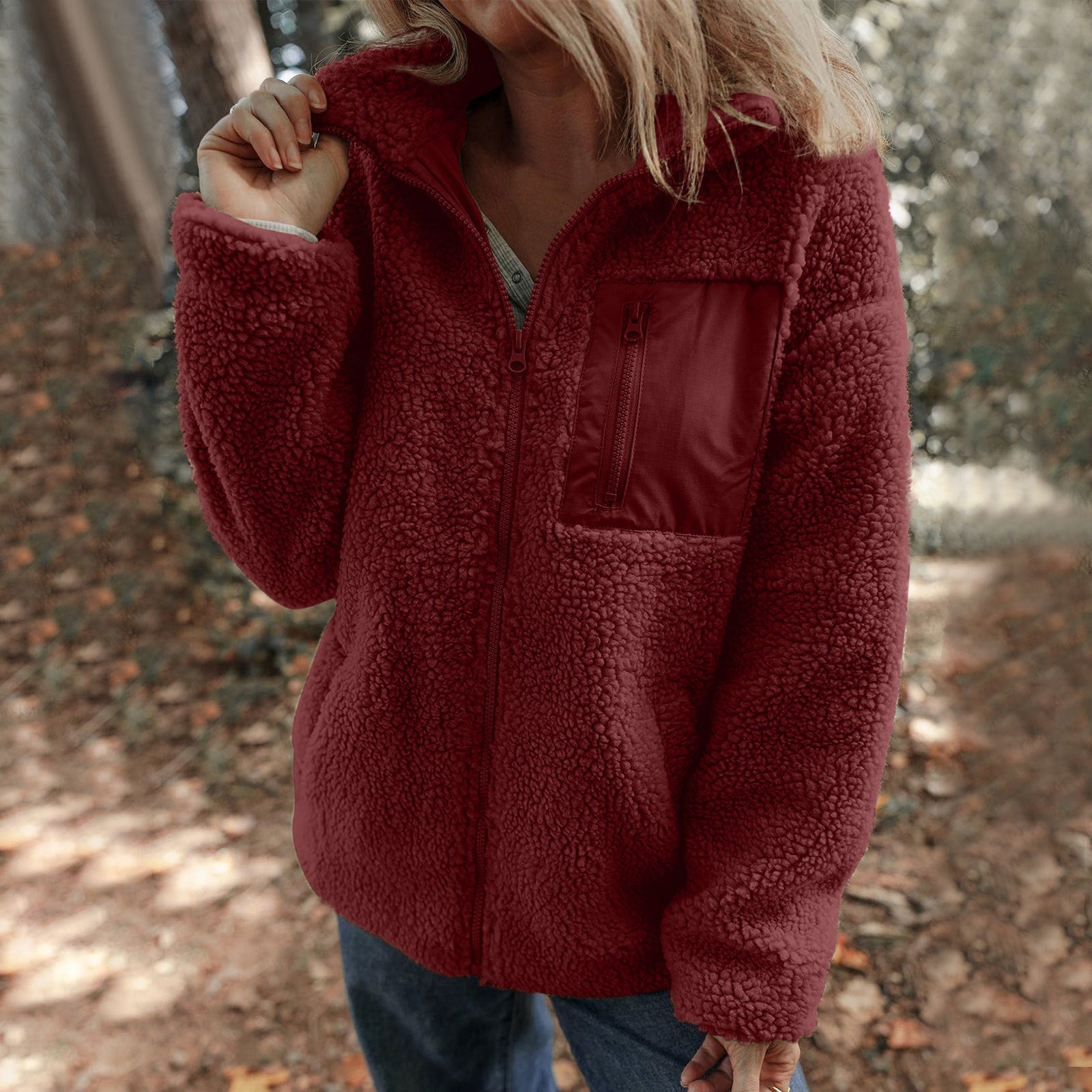 Damen Jacke mit hochabschließendem Kragen und praktischer Brusttasche