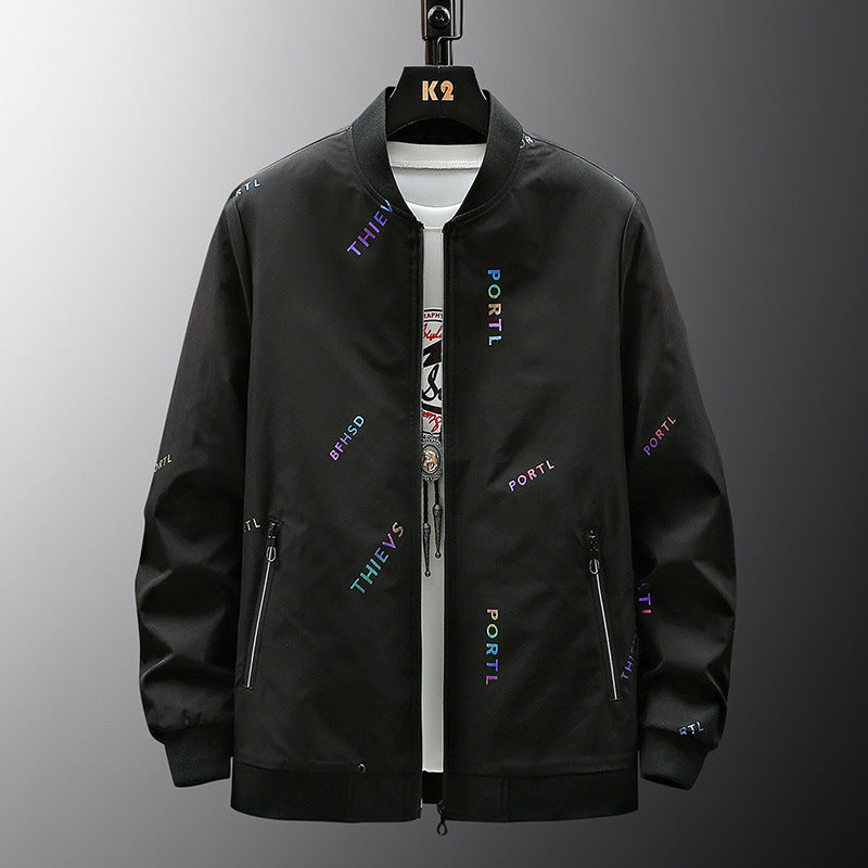 Herren Modische Bomberjacke mit Schriftzügen Shop Nory