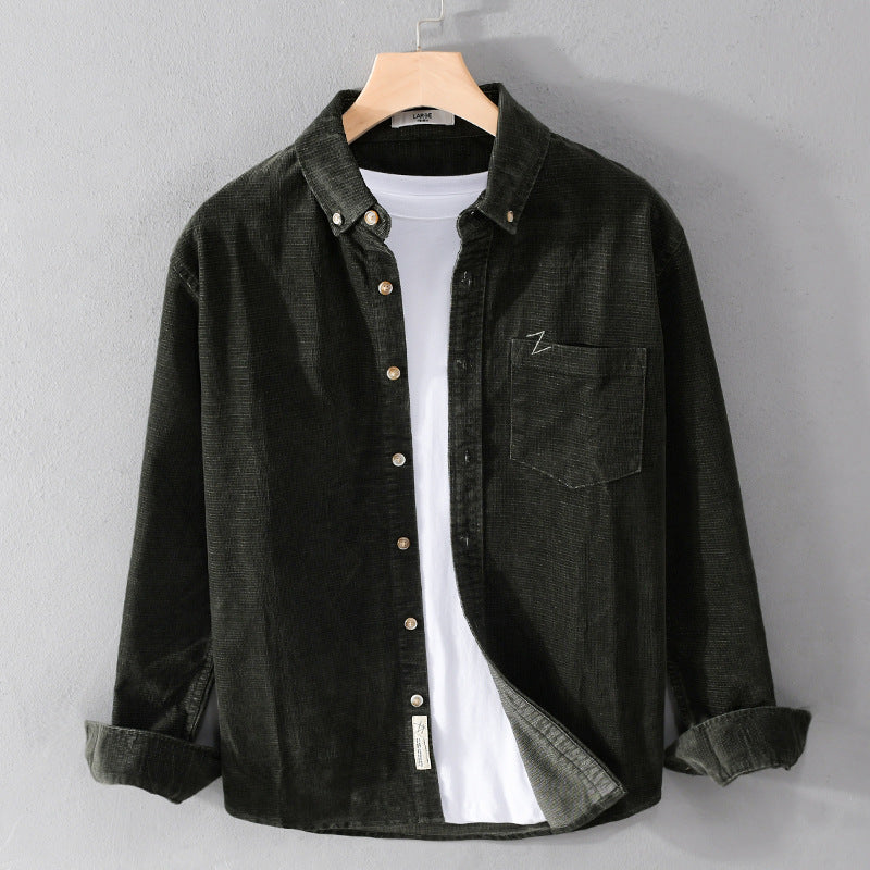 Herren Feines Cord-Overshirt mit Button-Down-Kragen und Brusttasche Shop Nory