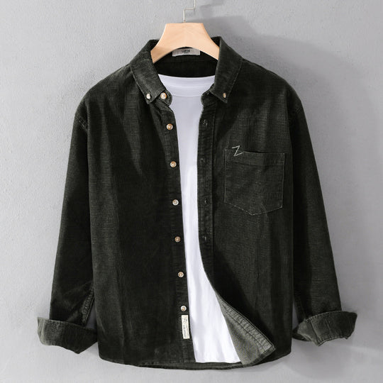 Herren Feines Cord-Overshirt mit Button-Down-Kragen und Brusttasche Shop Nory