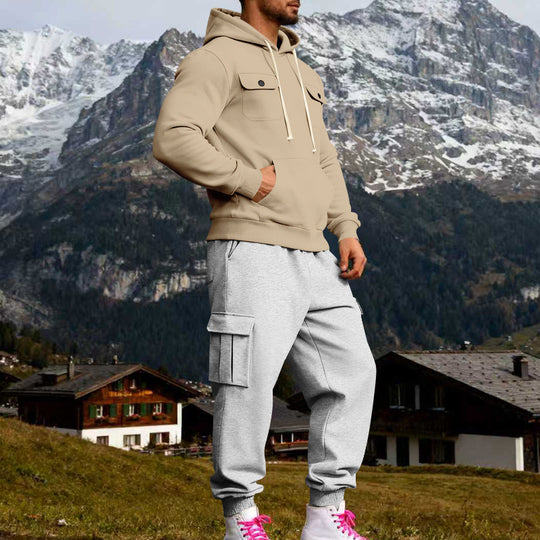 Herren Kapuzen-Sweatherset mit Cargo-Jogger und aufgesetzten Taschen Shop Nory