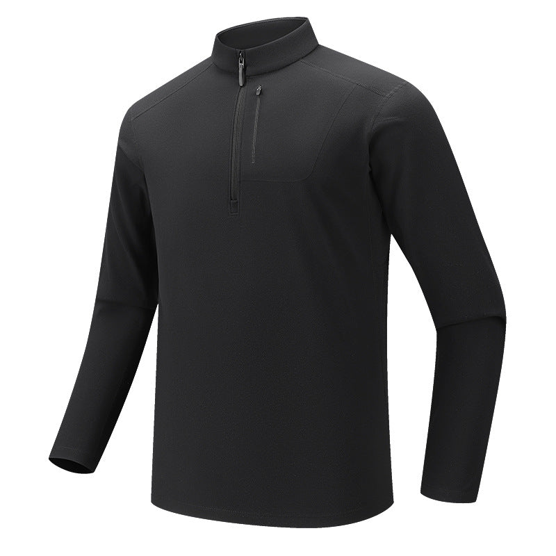 Herren Funktionelles Langarm-Trainingstop mit Stehkragen und Reißverschluss-Ärmeltasche Shop Nory