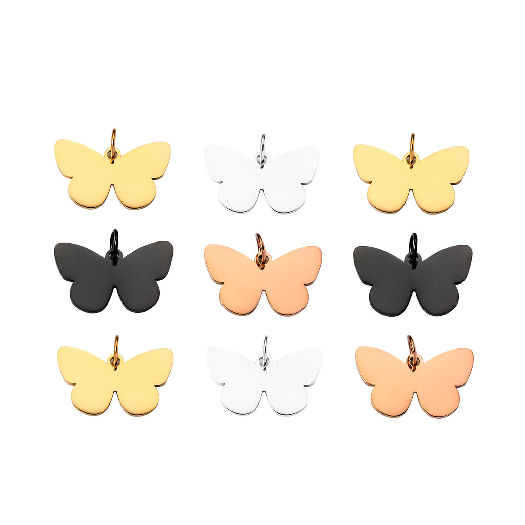 Damen Schlichter Schmetterlingsanhänger aus Edelstahl Shop Nory