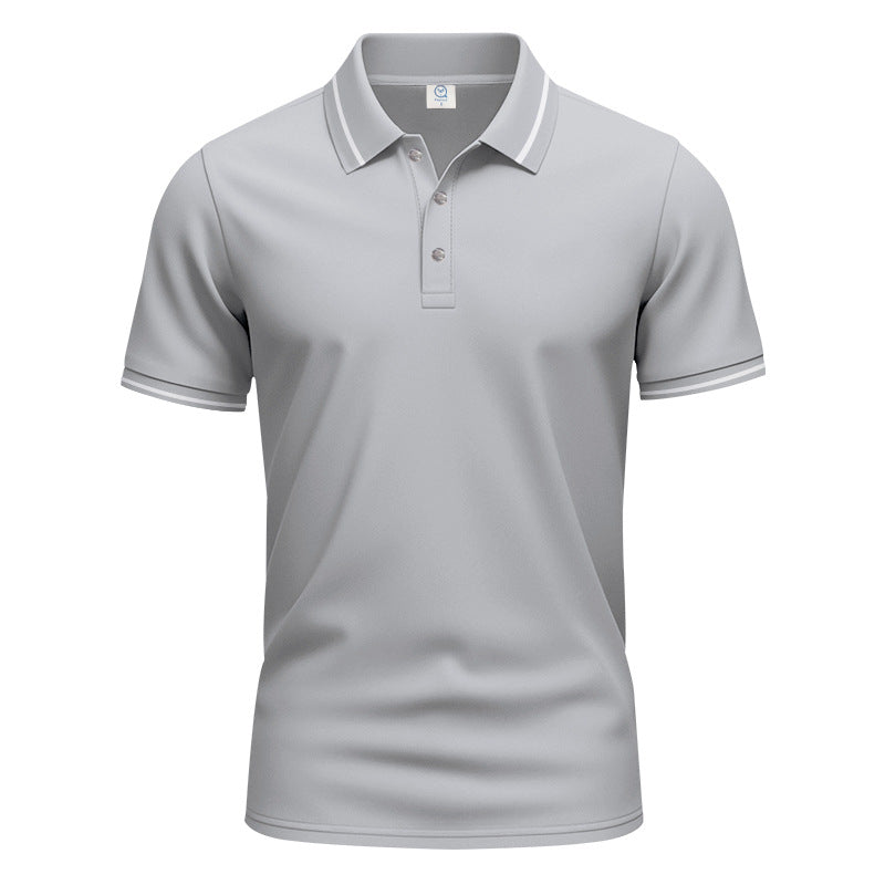 Herren nan atmungsaktives Interlock-Poloshirt mit Kontrast-Tipping, kurzer Knopfleiste und schmaler Silhouette
