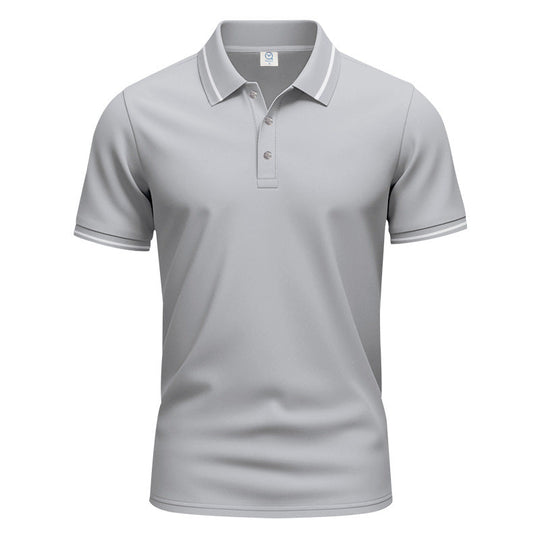 Herren nan atmungsaktives Interlock-Poloshirt mit Kontrast-Tipping, kurzer Knopfleiste und schmaler Silhouette