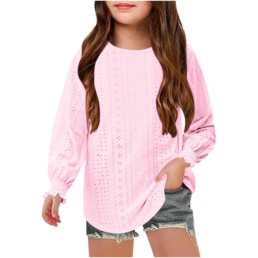 Damen Ajourgestricktes Oversize-Pullover-Shirt mit Ballonärmeln und Rüschenbündchen Shop Nory