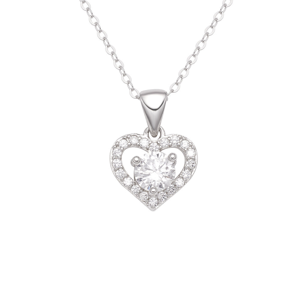 Damen Halskette mit herzförmigem Anhänger und funkelnden Zirkoniasteinen Shop Nory