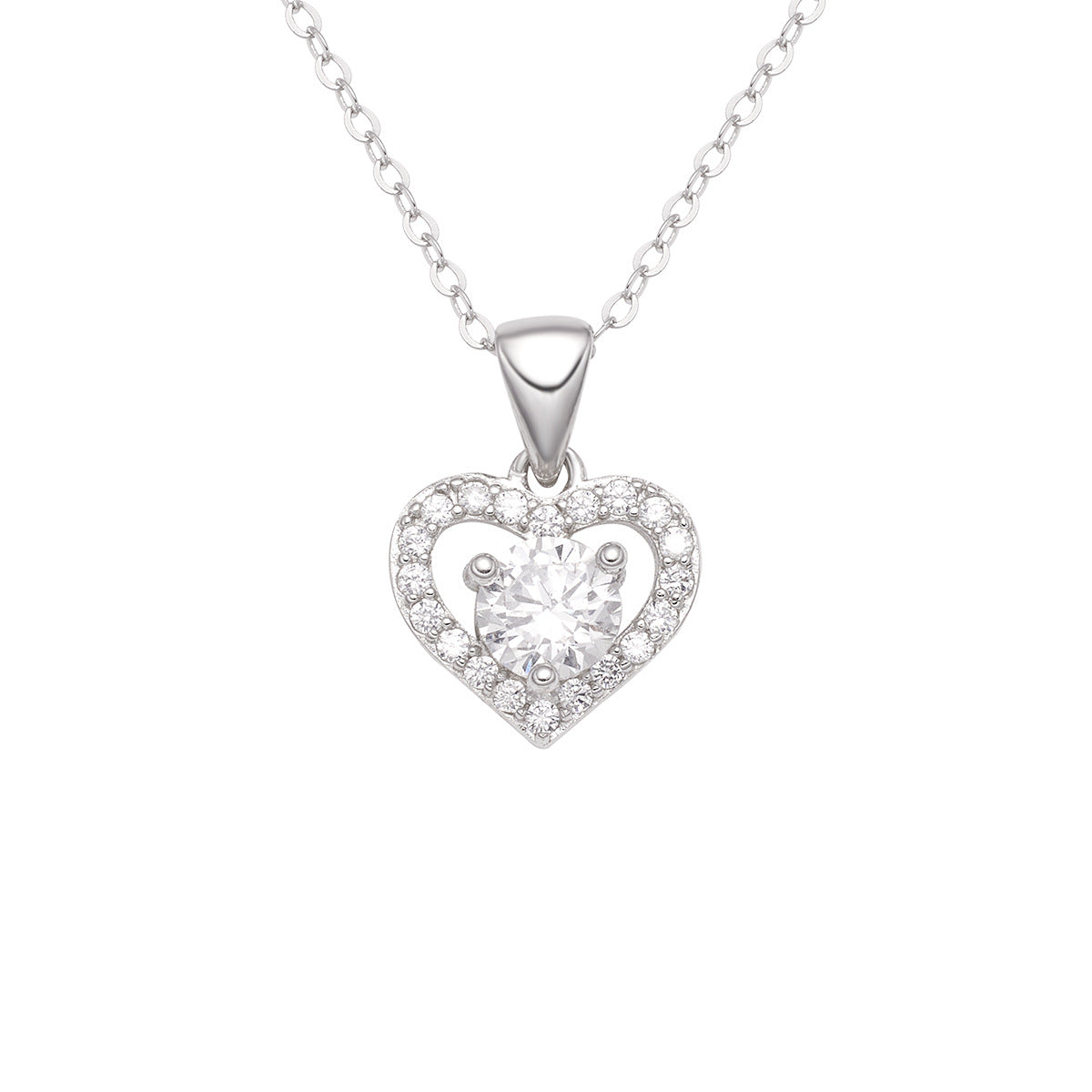 Damen Halskette mit herzförmigem Anhänger und funkelnden Zirkoniasteinen Shop Nory