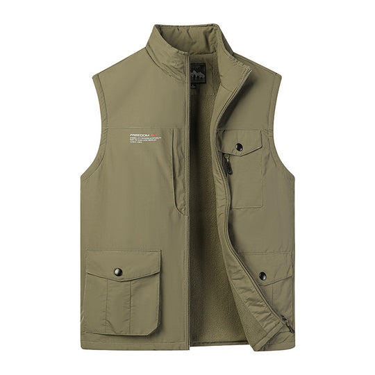 Herren Utility‑Weste mit Fleece‑Innenfutter, Multifunktionstaschen und Stehkragen Shop Nory
