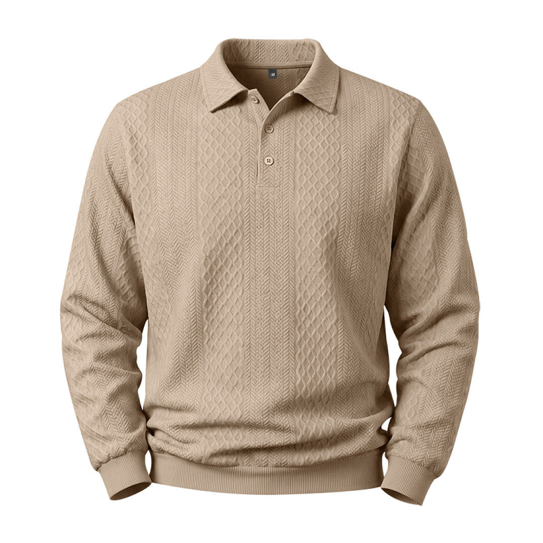 Herren Feinstrick-Poloshirt mit Zopfmuster und gerippten Bündchen Shop Nory