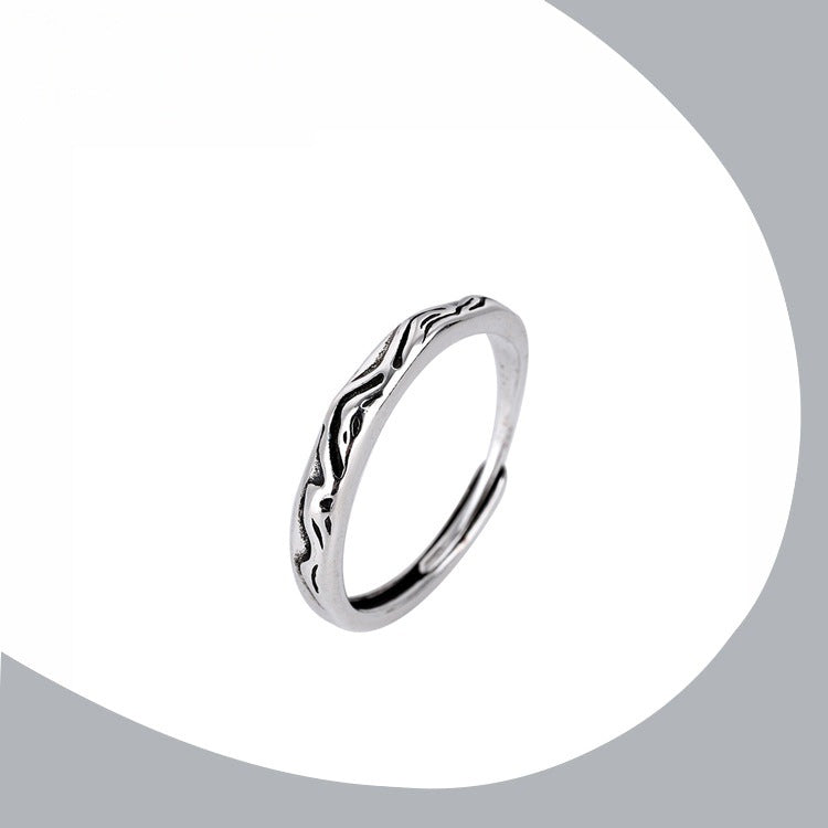 Damen eleganter silberner Ring mit filigranem Wellenmuster Shop Nory