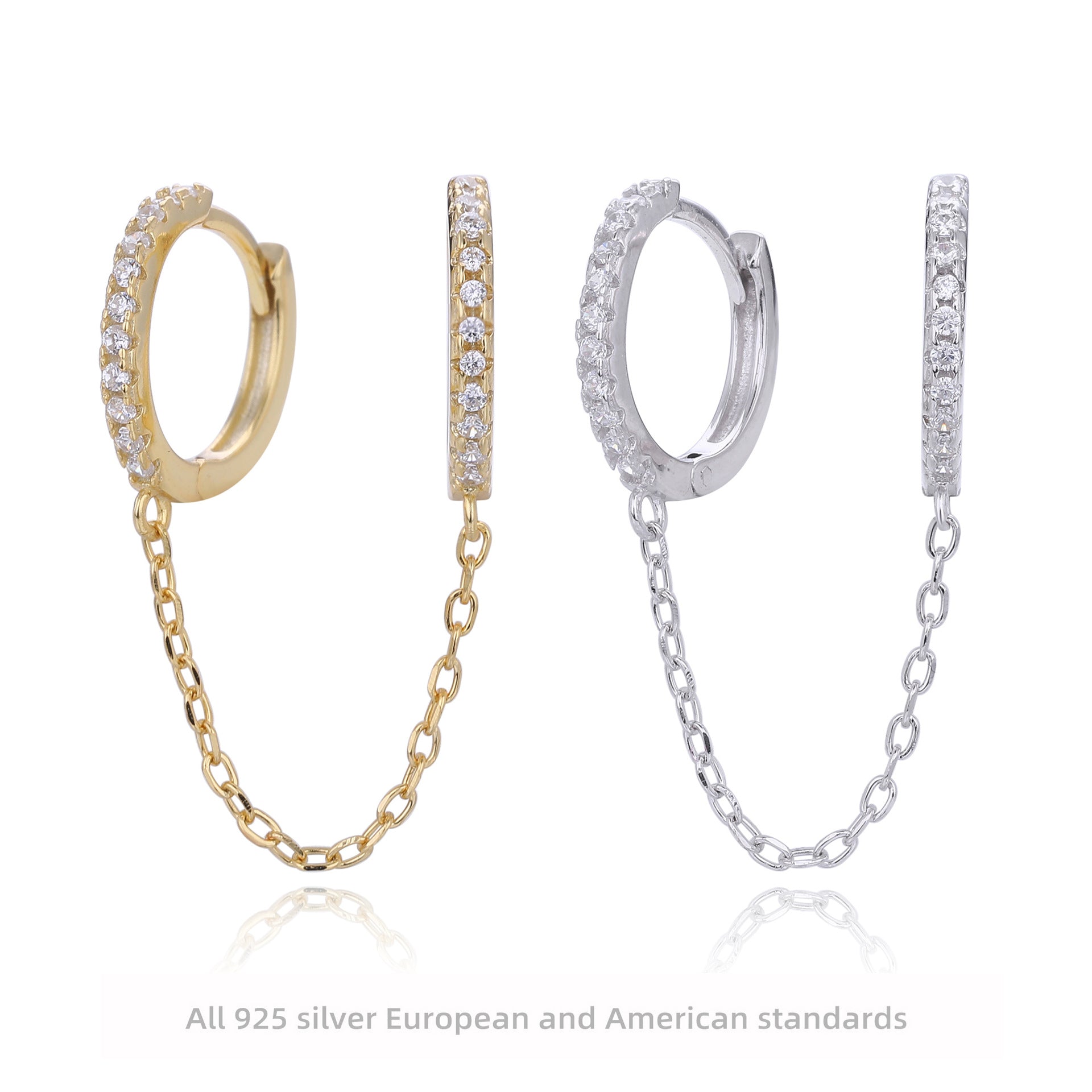 Damen Ohrhänger mit hochwertigem Zirkonbesatz und eleganter Kettenverbindung Shop Nory
