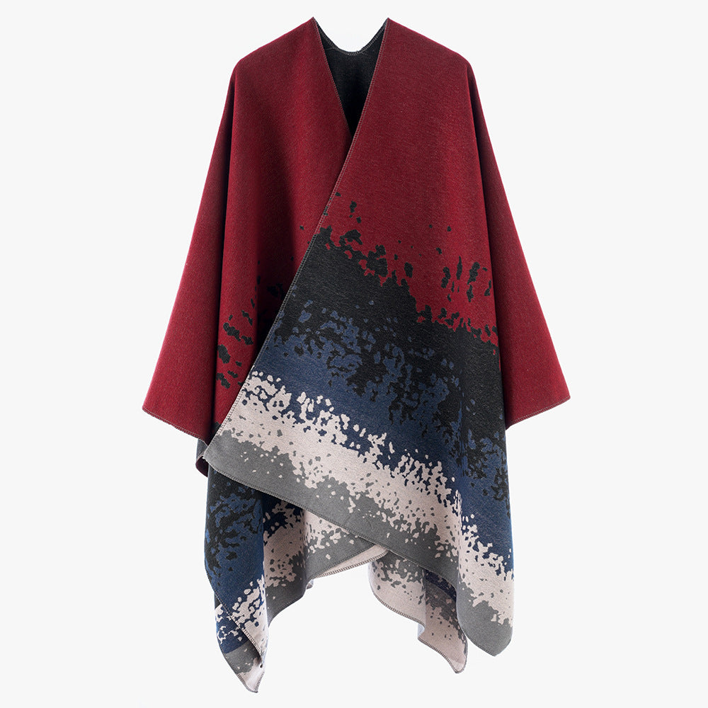 Damen Oversize‑Wendeponcho aus Jacquard mit abstraktem Farbverlauf Shop Nory