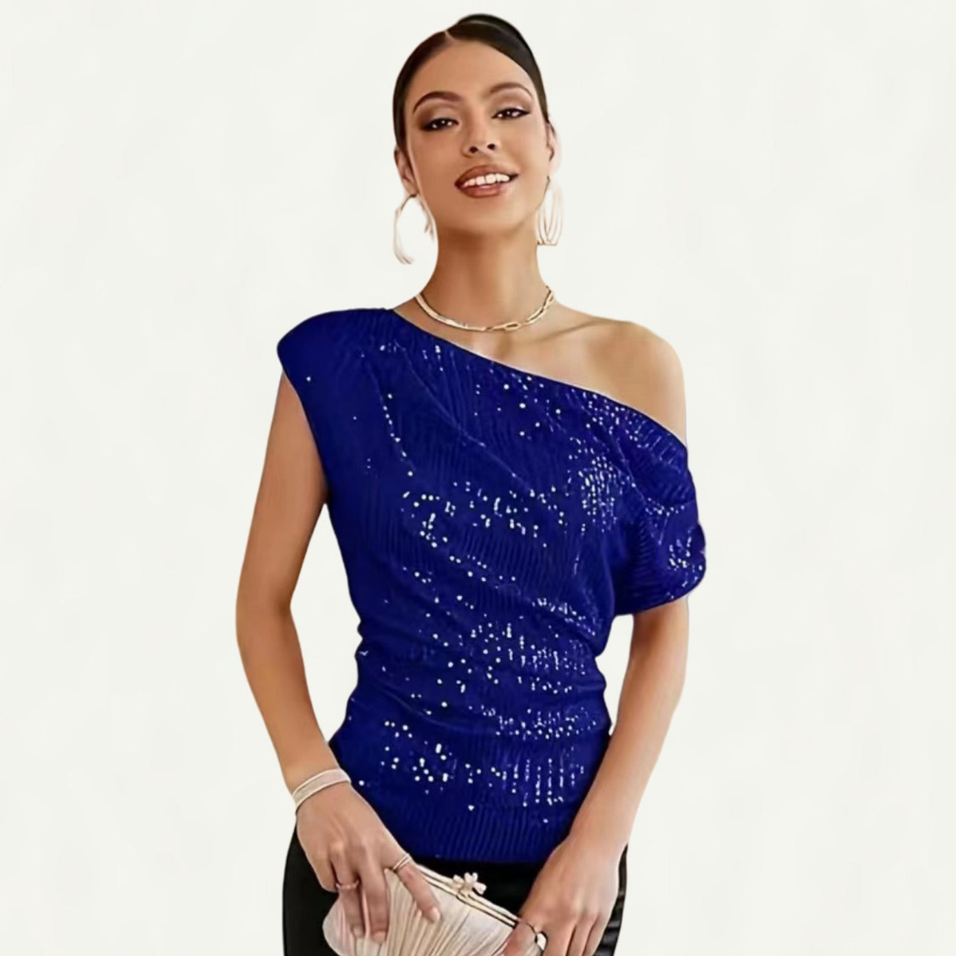 Damen Elegantes asymmetrisches Top mit Glitzerakzenten