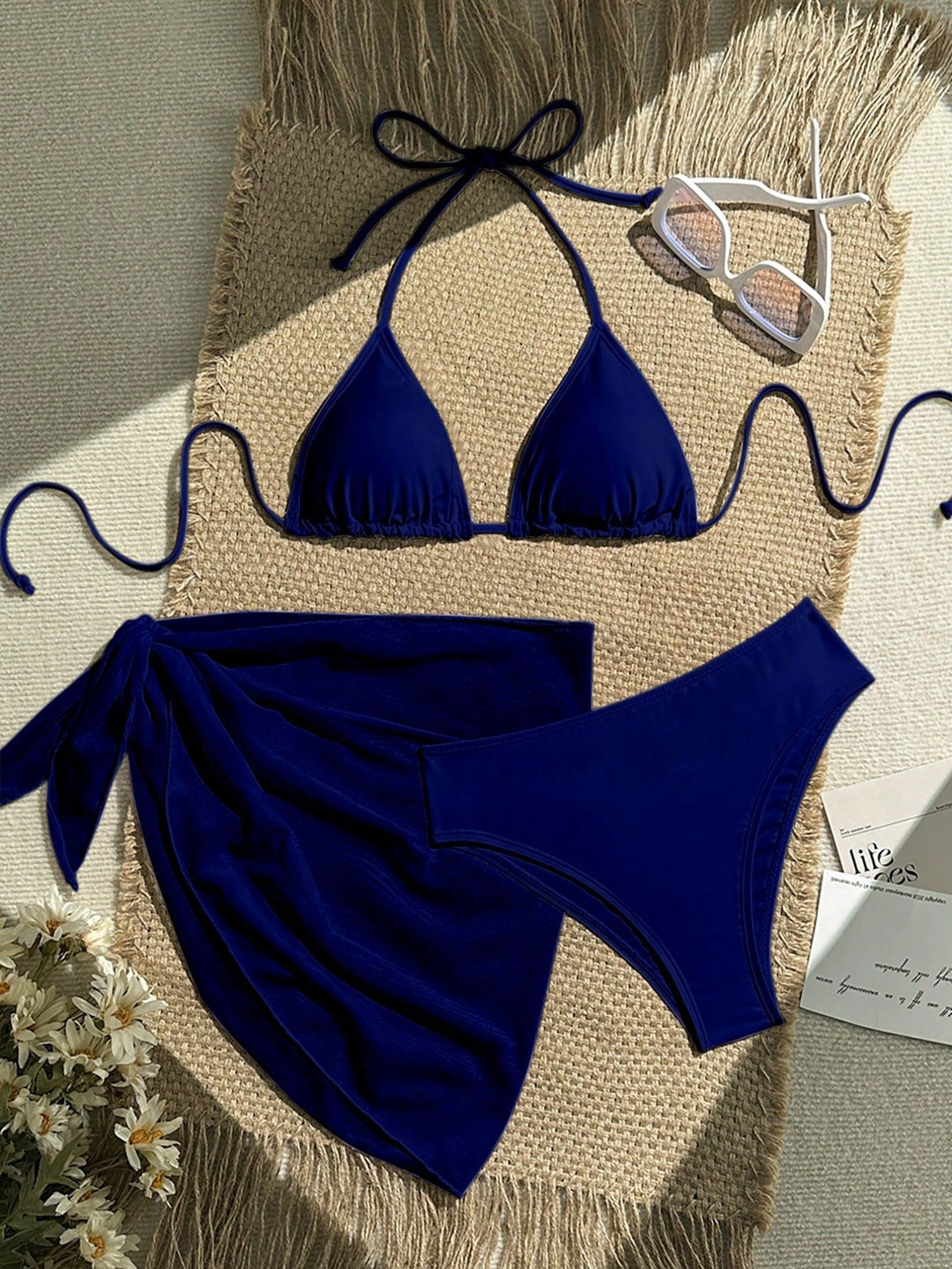 Damen Triangel-Bikini mit Wickeltuch und verstellbaren Trägern