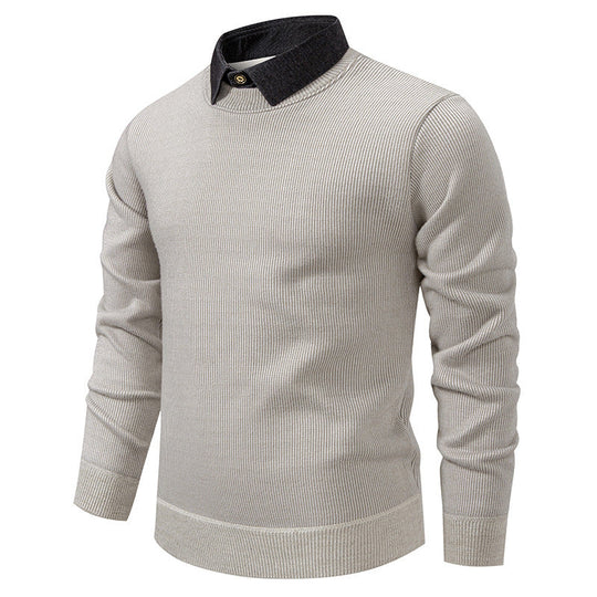 ShopNory | Herren Strickpullover mit Kontrastkragen